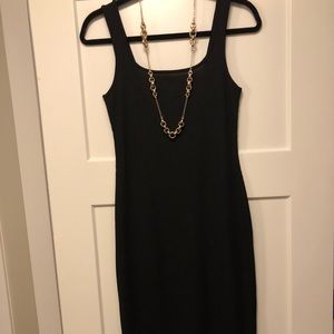 Black sleeveless midi dress